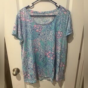 Lilly Pulitzer Etta Scoop Neck Top in Blue Ibiza Now You Sea Me